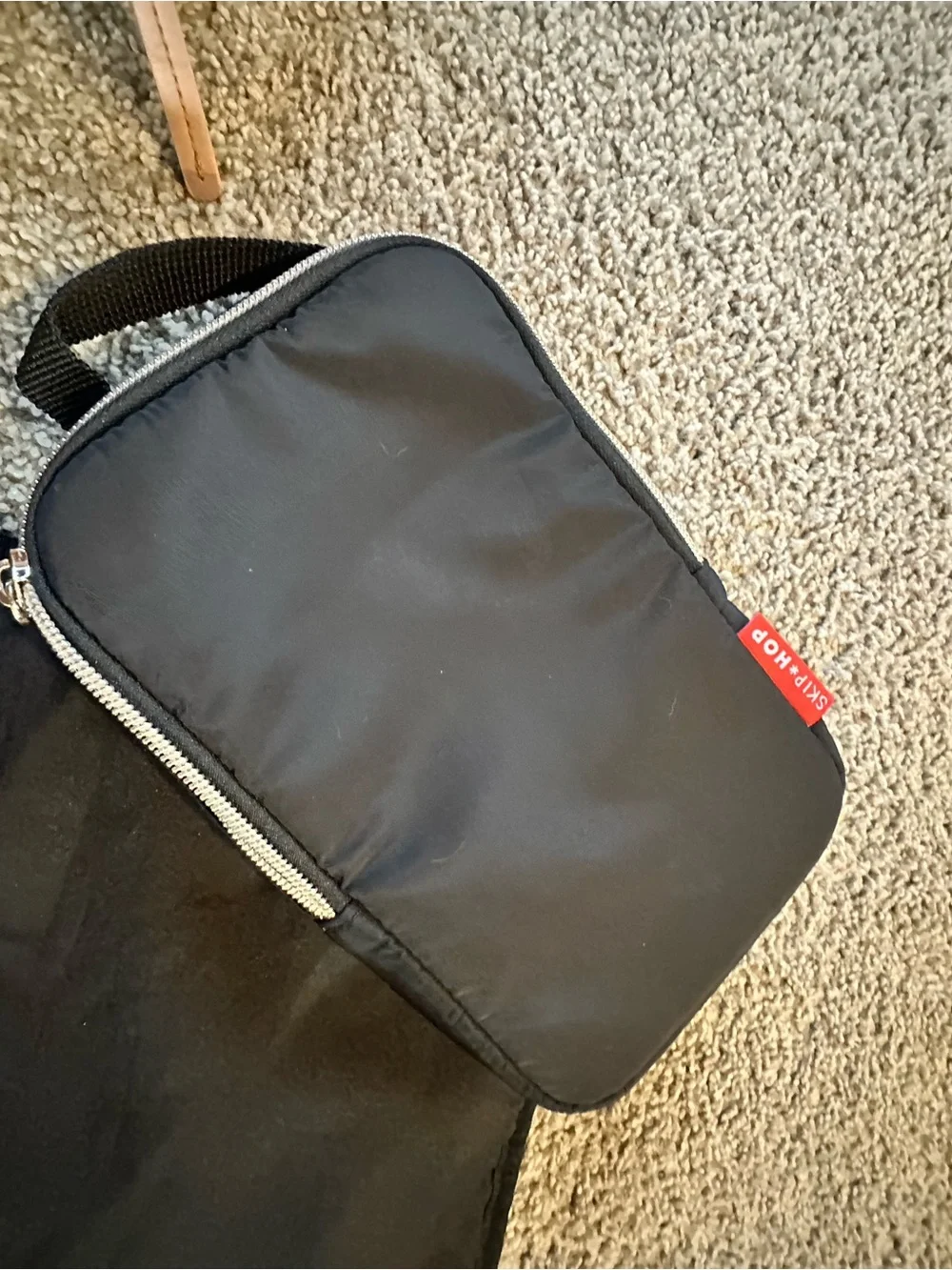 Skip Hop Black Quilted Diaper Backpack with Gold Accents